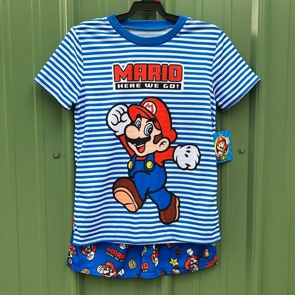 Pokémon & Mario Graphic Print Tee & Shorts Sleep 2, 2-Piece Sets Size M - Picture 2 of 7